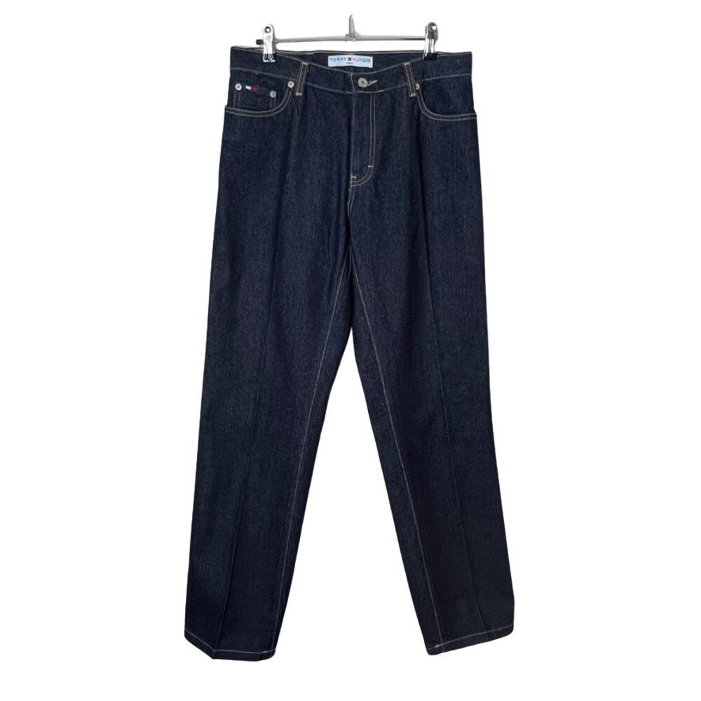 Tommy Hilfiger 100% Cotton High Waisted Straight Leg Jeans Dark Wash Womens 6